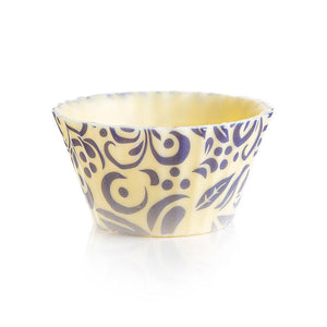 Dobla | White chocolate cupcake cup with blue floral effect design | 84 pieces