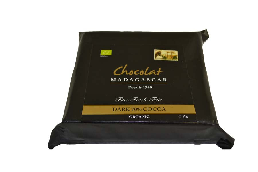 Organic Madagascan dark chocolate (70%) block