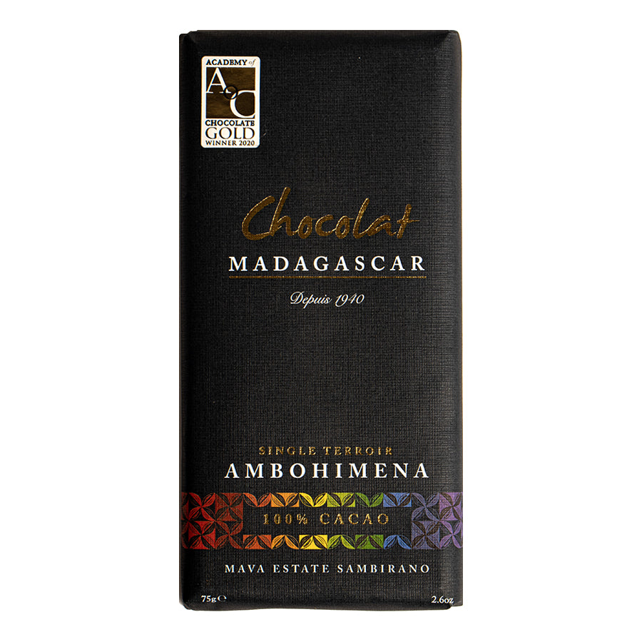 Chocolat madagascar ambohimena madagascan dark chocolate bars (100%) retail bars - 10 x 75g