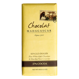 Chocolat Madagascar | Madagascan white chocolate (37%) retail bars with bourbon vanilla | 10 x 85g