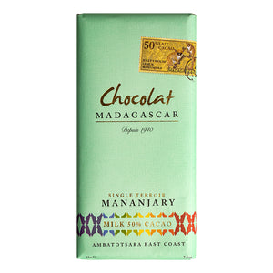 Chocolat Madagascar | Mananjary | Madagascan milk chocolate bars (50%) retail bars | 10 x 75g