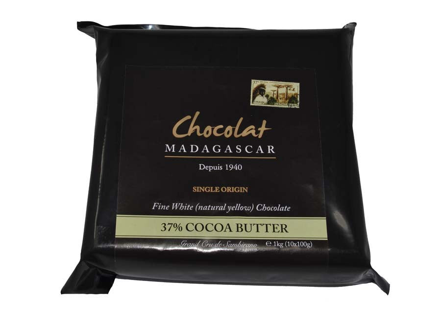Undeodorised Madagascan white chocolate (37%) block