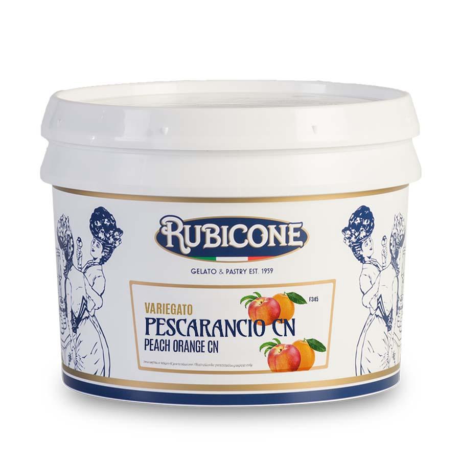 Rubicone peach and orange flavour variegato with peach pieces (rippling sauce) - 3kg