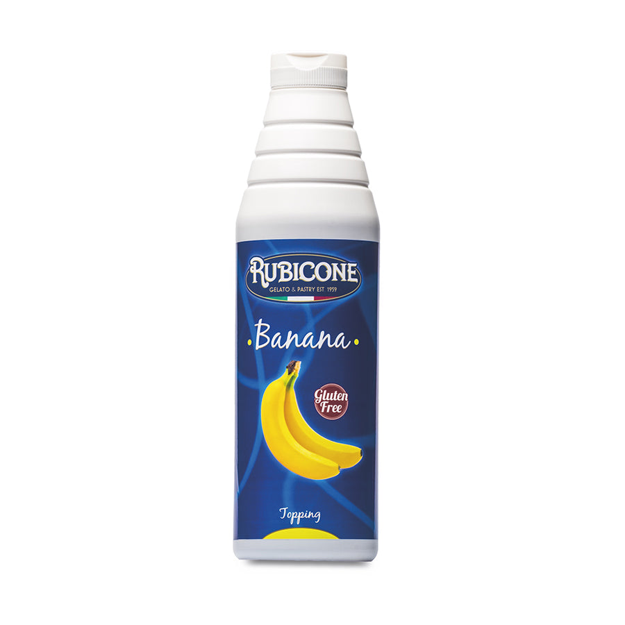 Rubicone banana ice cream topping sauce 1kg packaging